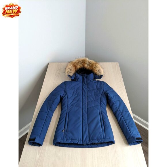 Waterproof Ski Jacket with Hood Windproof Cuffs Insulated Lining 4 Pockets